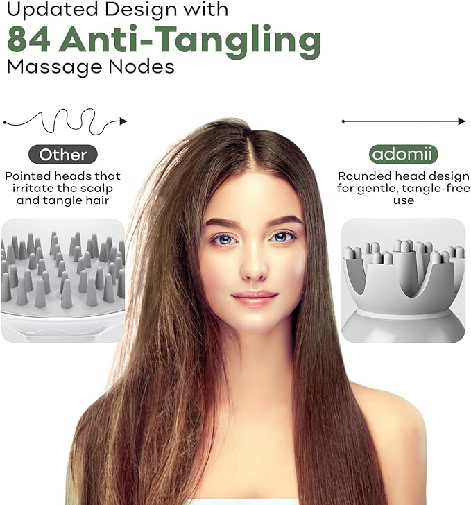 Electric Scalp Massager Cordless, Waterproof Handheld Head Hair Massage Massager, 84 Kneading Nodes & Pet-Friendly Cat Massager- Ideal Gift