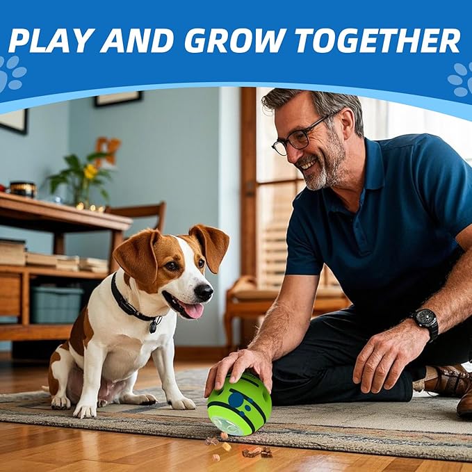SHAKE AND LAUGH Interactive Puzzle Dog Treat Ball, Treat Dispensing Enrichment Dog Toys Ball, M, 3.46 in (8.8 cm)