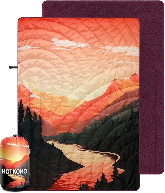 Hooded Stadium Blanket, Waterproof Fleece Wearable Camping Blanket