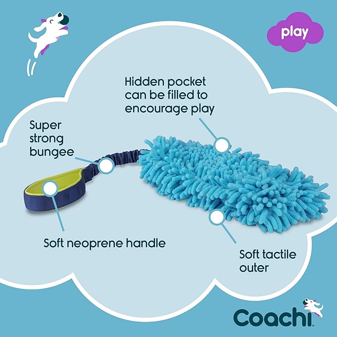 Coachi Tuggi Hide - Interactive Dog Toy for Tug of War & Play. Strong & Comfortable, Stretchy Bungee Handle, Reward Training, Interrupting Biting & Chewing. Ideal for Agility and Suitable for Puppies