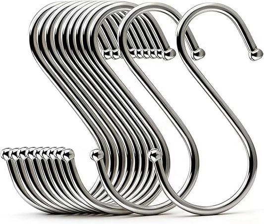 22 Pack 4.7 Inches Extra Large S Shape Hooks Heavy-Duty Metal Hanging Hooks Apply Kitchenware Bathroom Utensils Plants Towels Gardening Multiple uses Tools (Silver)