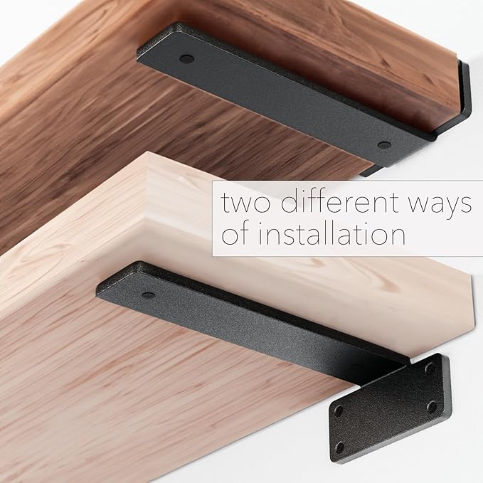 8 Pack Shelf Brackets 12 Inch Floating Shelf Bracket 1/5 inch Thick Heavy Duty Hidden Shelf Brackets Iron Metal Brackets for Shelf Support with Screw Included