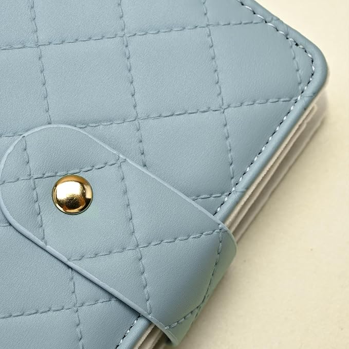Oirlv Travel Jewelry Organizer Case Portable Jewelry Book with Velvet Pouches for Jewelry Travel Essentials(Light Blue)