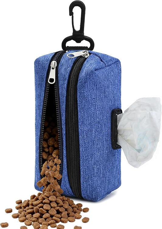 Dog Poop Bag Holder, Poop Bag Holder and Dog Treat Pouch with 2 Zipper Pockets, Large-Capacity Poop Bag Holders for Leashes, Wear-Resistant Fabric, Good Ideal for Walking Dogs