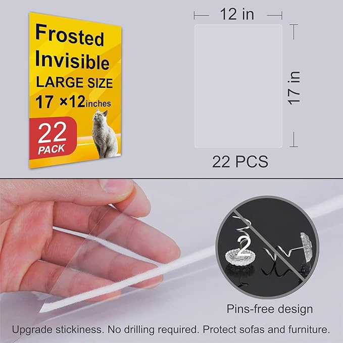Anti-Cat Scratch Furniture Protector from Cats scratching-22-Pack Clear Sofa Guard Tape for Couches, Deterrent Pet Protection Film to Stop Cats Clawing Corners & Edges