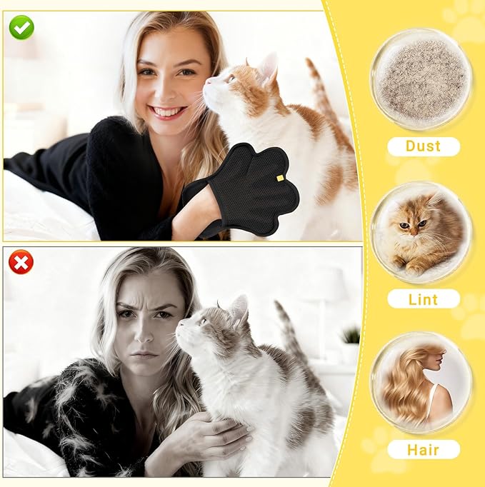 Pet Hair Removal Glove for Cats and Dogs,Upgrade Reusable Electrostatic Magic Brush Pet Hair Removal Grooming Gloves Tool for Furniture, Bed Sheets,Couch,Clothes,Carpet,Car Seat