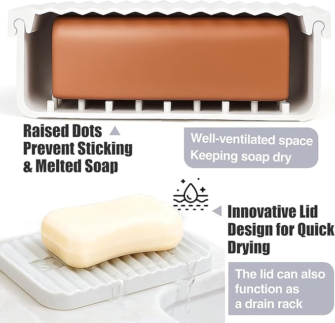 Extra Large Silicone Soap Case for 10oz Duke Cannon Bar Soap – Leakproof Travel Soap Holder with Self-Draining Lid - Large Capacity, Durable, Impact-Resistant, Stain-Resistant (Milky White)