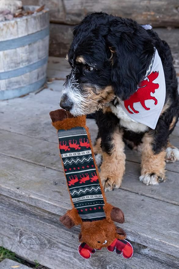 Lazy One Moose Squeaky Dog Toy, Soft Crinkle Toy for Dogs, Durable Fabric for Small, Medium, and Large Breeds