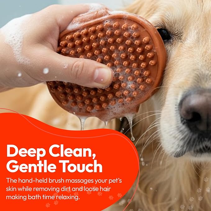PW Pet Grooming Tools for Dogs & Cats- 3 Pack Dog Bathing Set- Safe On Skin Super-Absorbent Microfiber Towel – Soft & Gentle Brush Glove and Hand-Held Dog Bath Brush