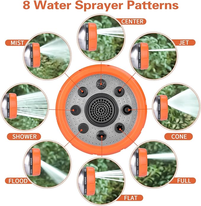 Upgrade Dog Washing Hose Attachment, 8 Way Spray Pattern Garden Hose Nozzle with Soap Dispenser, Dog Wash Supplies with 2 type Dog Bath Brush, Dog Comb and Toothbursh, Car Washing Mitt