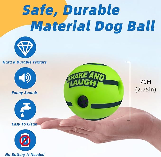 SHAKE AND LAUGH Dog Toys Ball, Interactive Dog Ball, Shaking with Gibbering Sound, for Training & Herding, XS, 2.75 in (7 cm)
