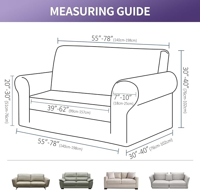 Joccun Stretch Loveseat Couch Cover Slipcover, 1-Piece Sofa Cover for 2 Cushion Couch Spandex Jacquard Washable Furniture Protector Cover for Living Room,Kids,Pets（Loveseat,Tan）