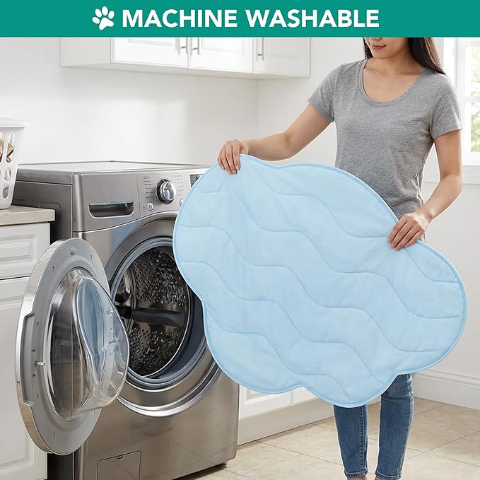 PetAmi Dog Cooling Mat, Cloud Shape, Reversible Cooling Nylon Blanket Soft Fleece Pet Pad for Dogs Cats, Summer All Season Use Q-Max>0.3, Medium 38x48 in, Light Blue