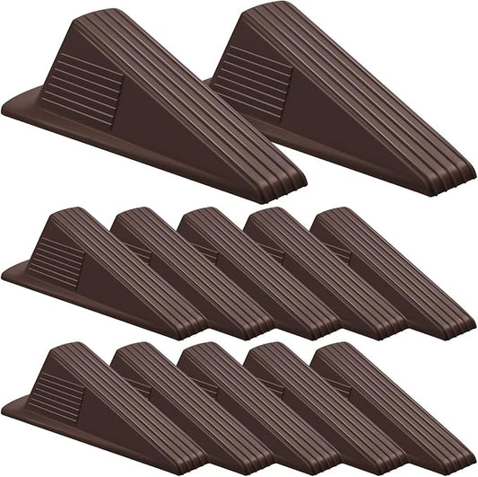 Frienda 12 Pcs Jumbo Door Stoppers Heavy Duty Door Stopper Tall up to 2inch Tall Wedge TPR Large Wedge Stackable Big Rubber Doorstop for Hotel Carpet Hardwood Concrete and Tile (Coffee)
