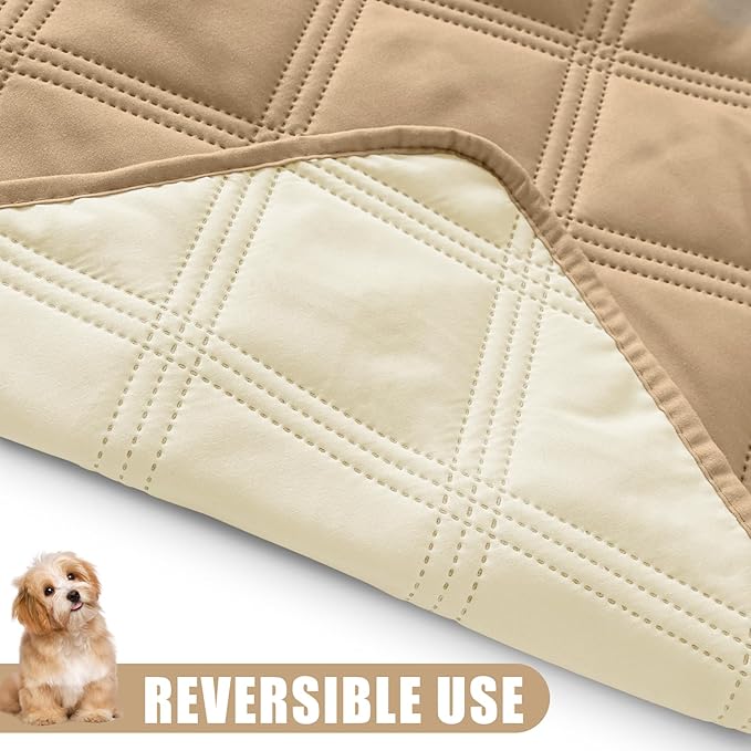Smiry Waterproof Dog Bed Cover Blanket 40x50, Soft Reversible Pet Blanket, Washable Leakproof Cats Dogs Couch Cover for Sofa, Couch, Furniture, Lattice, Camel/Beige