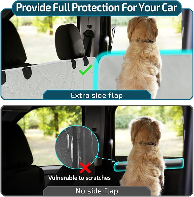 Veckle SUV Cargo Liner for Dogs with Side Flaps, Large (54" x 93") Water Resistant Trunk Cover, Non-Slip Pet Area Protector with Bumper Flap, Universal Fit for SUVs Sedans Vans, Gray