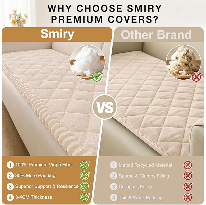 Smiry Fuzzy Couch Cover for Dogs, Non Slip Washable Pet Sofa Cover, Scratch Proof Hair Resistant Plush Sofa Slipcover, Pet Friendly Couch Cushion Protector for Cat, Apricot, 27.6" x 47"