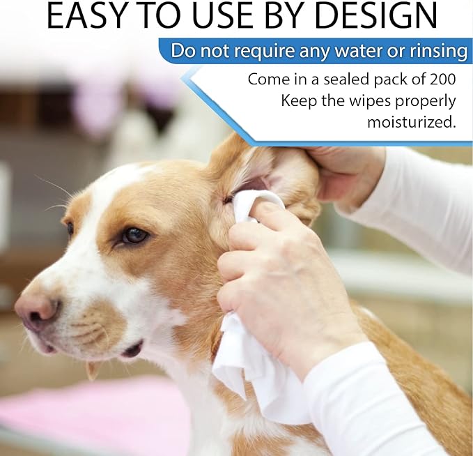 Tetesol Dog Wipes for Dogs Cats, 200 Count All Purpose Cleaning Pet Wipes, Dog Ear Wipes, Quick Easy Grooming for Bums, Body, Paws, Eyes, for A Easy & Speedy Freshen-Up, 2 Travel Pack of 200 Wipes