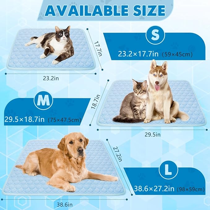 SISROL Upgrade Self-Cooling Mat for Dogs & Cats - Washable Pet Cooling Pad, Foldable Dog Cooling Mat Pet Cool Blanket for Indoor or Outdoor