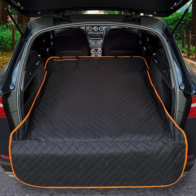 Cargo Liner for Dogs Waterproof Pet Cargo Covers for SUV with Bumper Flap Protection Heavy Duty Nonslip Dog Trunk Cargo Protector Washable Dog Seat Cover for Universal and Large Size SUVs