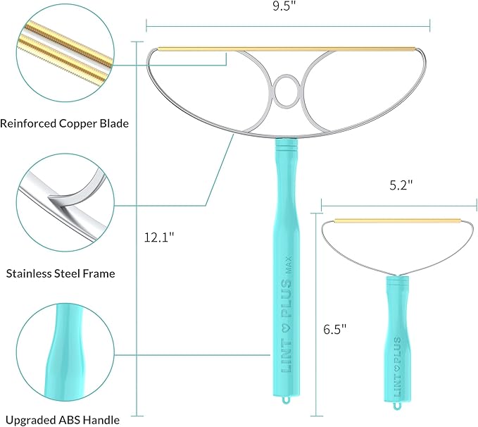 Pet Hair Removal Tool Kit-Max and Pro-by LINTPLUS Cat Hair Remover,Dog Hair Remover and Carpet Rake-Easy Pet Hair Remover for Carpeted Stairs & Rugs-Gets Every Hair!