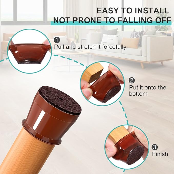 48Pcs Small Silicone Chair Leg Floor Protectors,Floor Protectors for Chairs,Chair Leg Protectors for Hardwood Floors,Chair Leg Caps Chair Leg Covers for Wooden Floors (Brown)