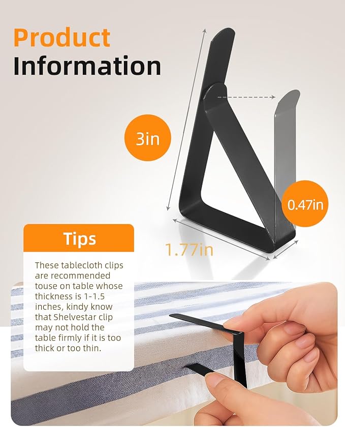 24 Pack Tablecloth Clips - Heavy Duty Picnic Table Clip, Stainless Steel Table Cloth Cover Clamps, Table Cloth Holders Ideal for Restaurant Outdoor