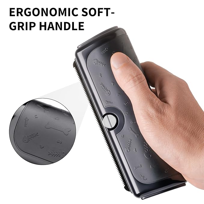 Dog Deshedding Brush – Wide Shallow Comb for Loose & Dead Hair – Gentle Grooming Tool for Sensitive Skin Dogs & Cats – Black