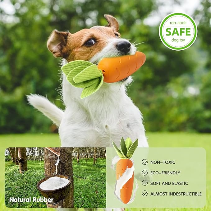 Dog Toys for Aggressive Chewers, Interactive Squeaky Indestructible Dog Toys to Keep Them Busy, Reduce Boredom, Natural Rubber Chew Toys for Large Medium Breed, Puppy Tough Teething Toothbrush