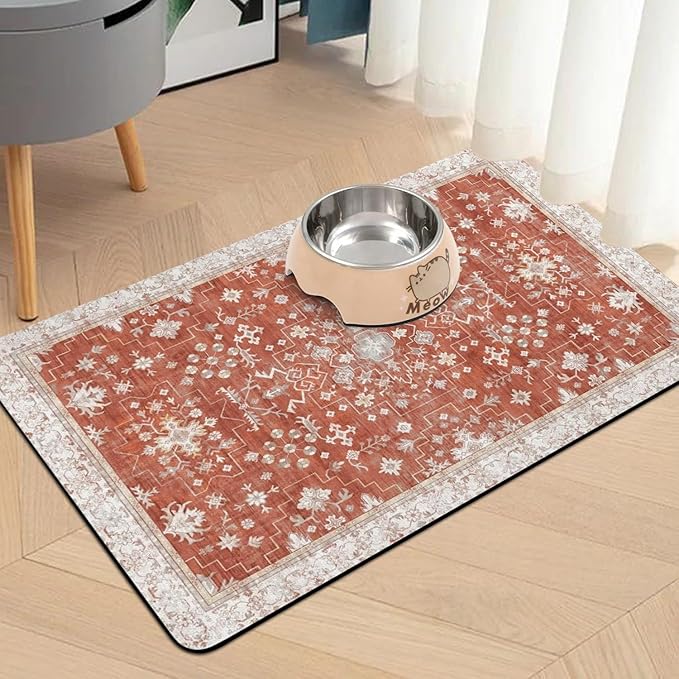 Pet Food Mats for Floor, Absorbent Dog Mat for Food and Water Dispenser Mat, Dog Food Mat Quick Dry Cat Food Mat Pet Supplies