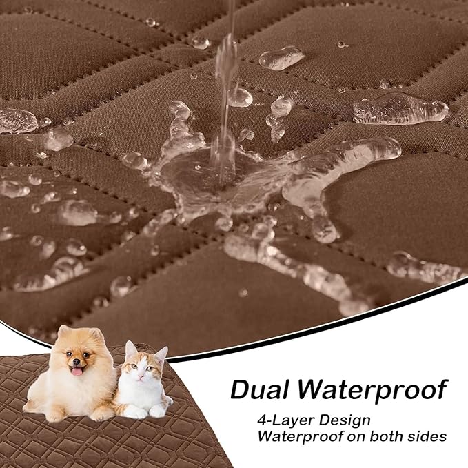 hyha Waterproof Dog Bed Blanket, Soft Pet Blankets, Waterproof Couch Cover for Dogs, Reversible Sofa Covers Washable for Furniture (30x53 Inch, Brown/Brown)
