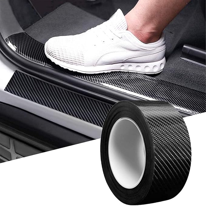 CloudBuyer Universal Car Door Edge Protector, Carbon Fiber 5D Gloss Black Vinyl Wrap Film with Anti-Collision Protection for Most Vehicles (33Ft x 2In, Black)