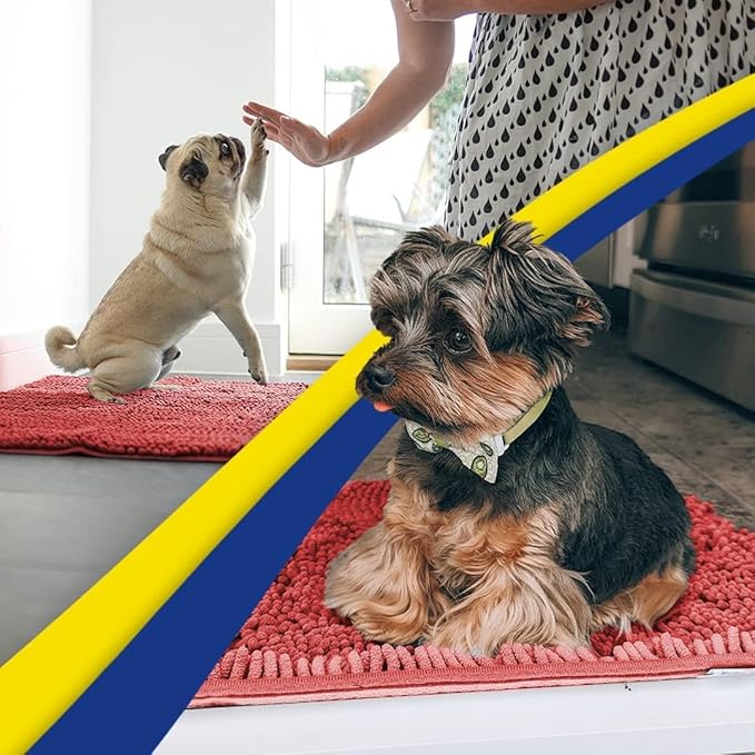 Muddy Mat® Shown on TV – Super Absorbent Door Mat Indoor, Microfiber Quick Dry Chenille Entryway Rug, Non-Slip Front Door Mat, Indoor Mats for Entryway, Machine Washable Pet Rug, Red 36"x72"
