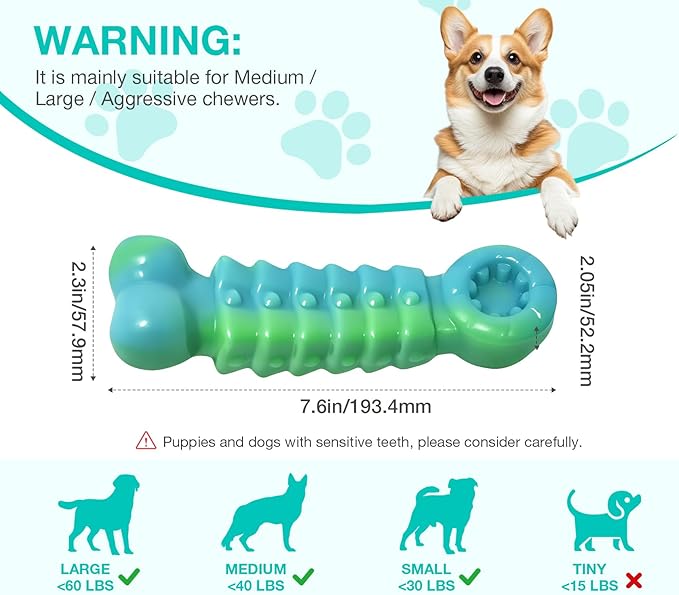 ZeLing HTL Tough Dog Toys for Aggressive Chewers - Indestructible Chew Toy Bone for Medium & Large Breeds, Keeps Dogs Busy & Cleans Teeth - Peanut Flavored