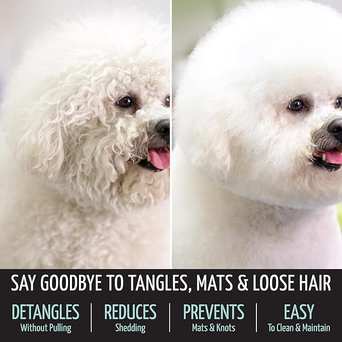 Tauro Pro Line Slicker Dog Brush for Shedding - Detangler for Long & Wavy Hair - Dematting Pet Slicker Brush for Dogs & Cat, Doodle Grooming, Non-Slip Grip, Soft Pin (Size S - Mint)