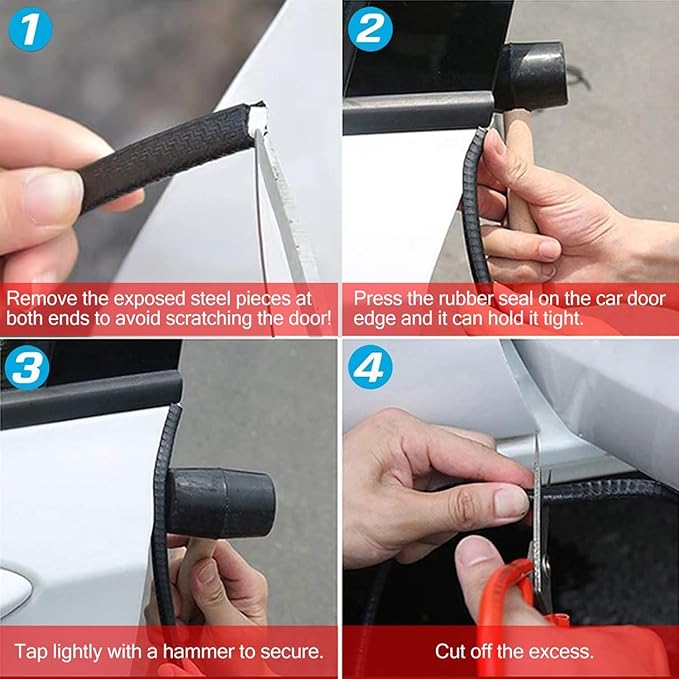 MYFAMIREA 66Ft(20.2M) Long Car Door Edge Guards,U Shape Edge Trim Rubber Seal Protector Rubber Car Door Protector Car Protection Door Edge Anti-Collision Rubber Clips Fit for Most Car| Black |