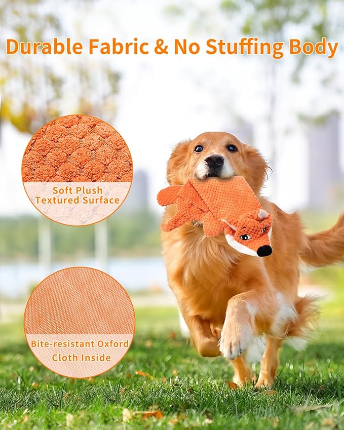KrauzPet Dog Toys, Squeaky Plush No Stuffing Crinkle Dog Toy for Small Medium Large Dogs, Interactive Puppy Teething Water Bottle Dog Chew Toy