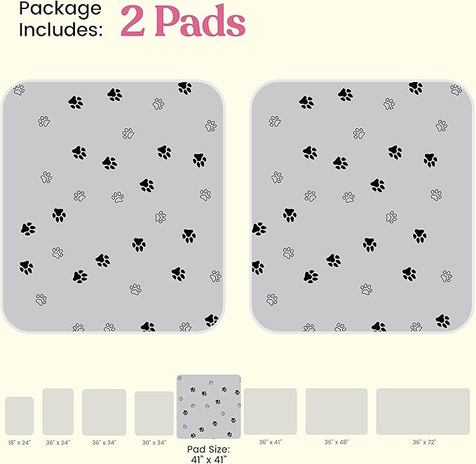 Super Absorbent Washable Pee Pads for Dogs - 2-Pack Superior Reusable Puppy Pads Pet Training Pads –100% Waterproof Dog Pee Pad Protects Against Urine Leakage Non-Slip Grip Prevents Slipping& Bunching