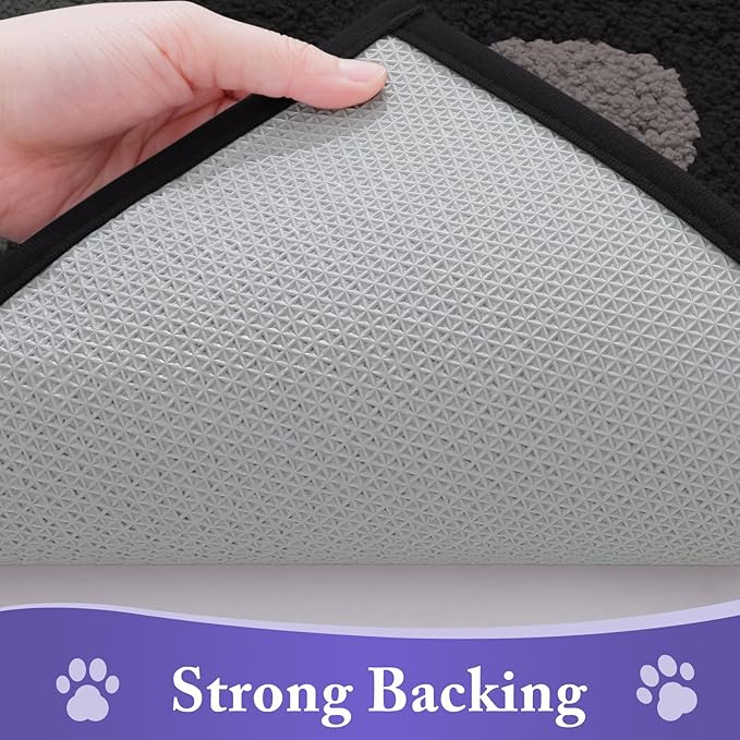 Buganda Dog Door Mat for Muddy Paws, Absorbent Dirt Trapper Non Slip Indoor Doormats, Washable Low-Profile Mat for Mud Dogs, Entryway Carpet for Inside Floor (48x30 Inches, Black and Grey)