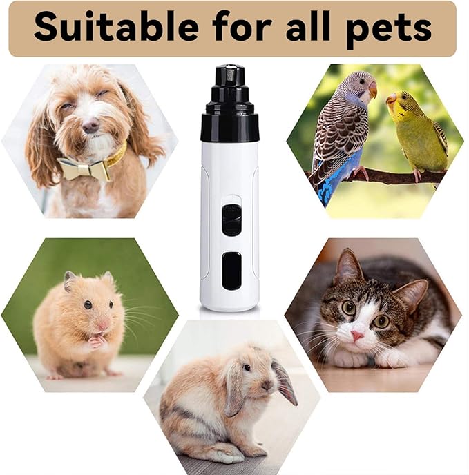 Upgraded Quiet Dog Nail Grinder, Professional 2-Speed Rechargeable Pet Nail Trimmer for Small/Medium/Large Dogs & Cats, Painless Paw Grooming with 2 Replacement Grinding Heads