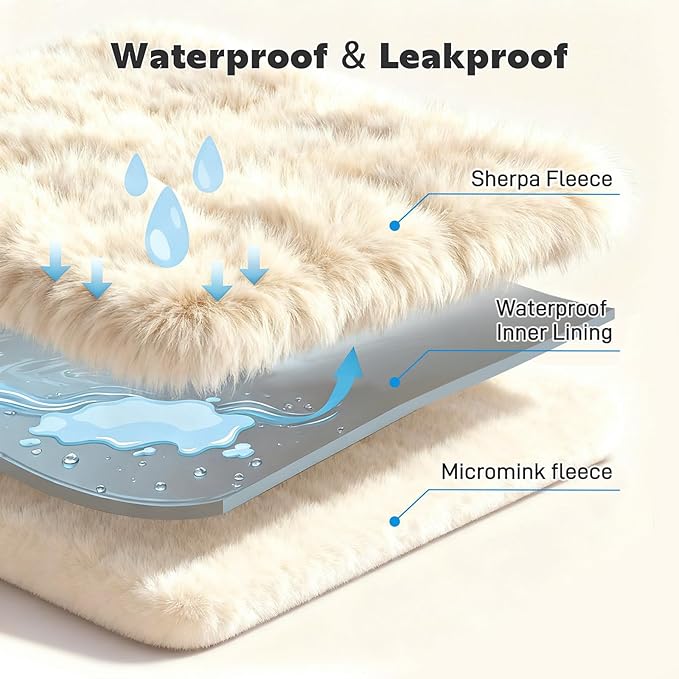 Waterproof Dog Blanket for Sofa Bed Couch, Couch Cover Blanket Fluffy Faux Rabbit Fur Reversible Furniture Protection, Pet Blanket for Medium Large Dogs Cats