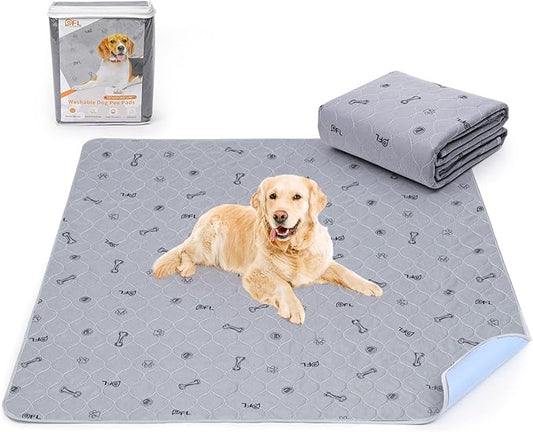 Pee Pads for Dogs Washable,34x52 Reusable Puppy Pads, Absorbent Whelping Pads with Bone Print, Non-Slip Waterproof Pet Training Pads for Couch, Crate, Potty Training