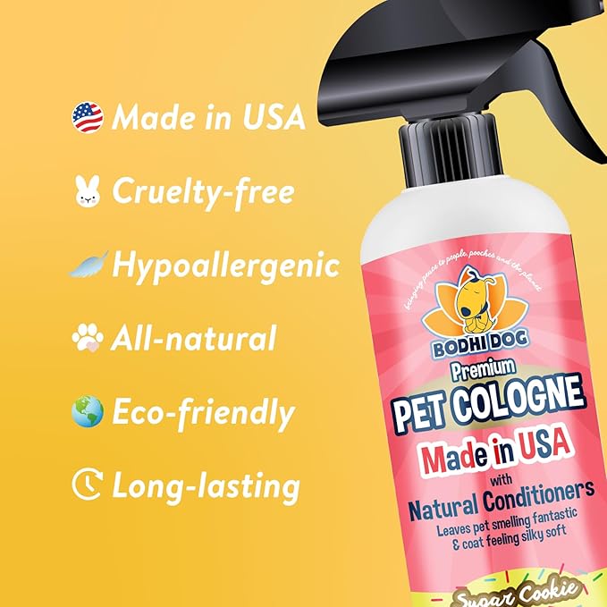 Bodhi Dog Premium Dog Cologne - Deodorizing Dog Perfume & Conditioner for Dogs & Cats - Natural Long Lasting Spray - Keeps Pets Fresh All Day - Gentle, Safe Formula, Made in USA -Sugar Cookie 17 Fl Oz