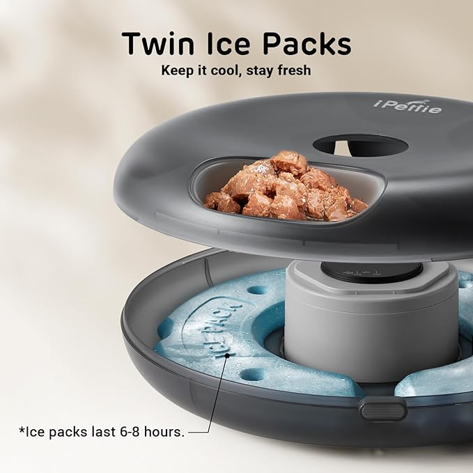 iPettie Donut Frost WiFi 6 Meal Automatic Cat Food Dispenser with App Control, Dry & Wet Food Automatic Cat Feeder, Smart Dog Feeder with Two Ice Packs, Programmable Timer