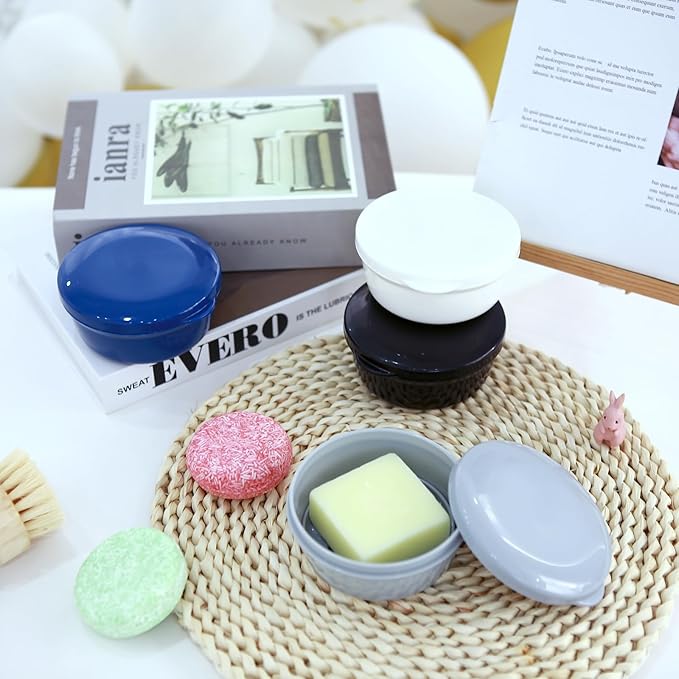 Travel Soap Case, Travel Soap Container, Bar Soap Travel Case, Travel Soap Holder with Lid for Camp Travel Gym Hiking, Soap Box for Keep Toiletries Organized(4Pack)