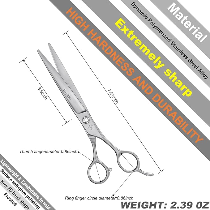 High-end Professional Dog Grooming Scissors Pet Grooming Shears 7 Inches Extremely Very Sharp Made Of Stainless Steel Alloy By Hand For Dog Cat Groomer