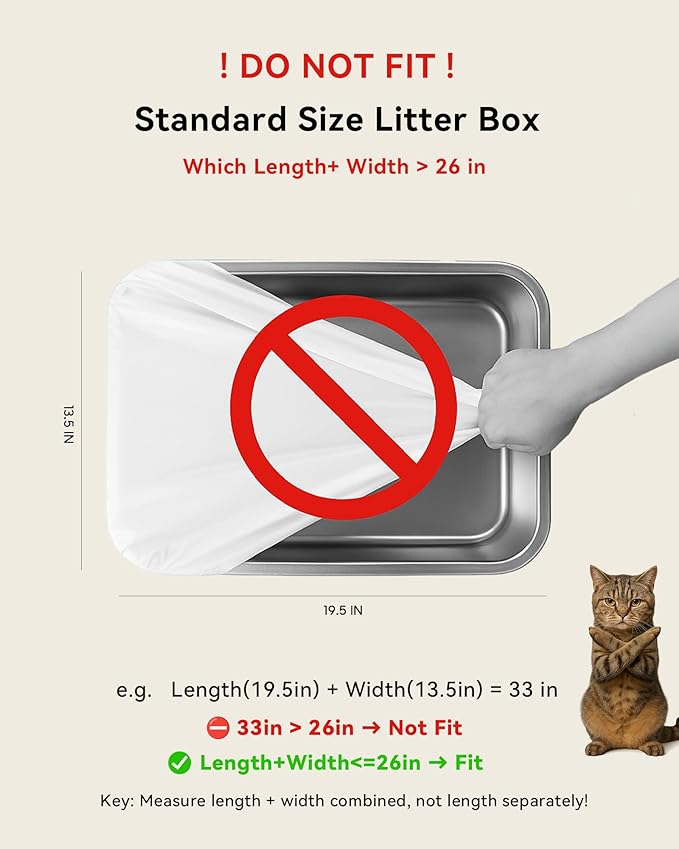 150 Count Automatic Cat Litter Box Bags Compatible with Cmg Fmo Fstg Robot Litter box, Pre-Seperated Thick Self-Cleaning Cat Litter Box Replacement Liners with Drawstring Heavy Duty-26"x11.8"