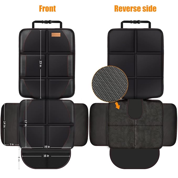 Bacgnyer Car Seat Protector, 2 Pack, Thickest Padded 600D Fabric Padding, Waterproof, Durable, Anti Slip Backing, Child Seat Protection, Suitable for Babies, Toddlers, Children