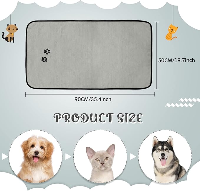 Tegeme 4 Pack Dog Towels for Drying Microfiber Soft Absorbent Pet Bath Towel Dog Drying Grooming Cloth with Embroidered Paw for Pet Cat Bathing Grooming