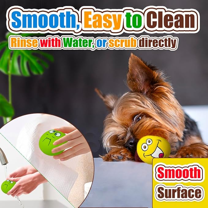 PUPATTIC Squeaky Dog Toys for Small Dogs 2.2", Flat Squeaky Dog Balls Small Dog Toy Ball, Latex Dog Squeaky Toys Ball Indoor, Outdoor